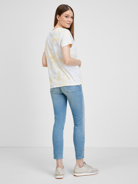 Vans Gelb- und cremefarbenes gemustertes Damen-T-Shirt VANS