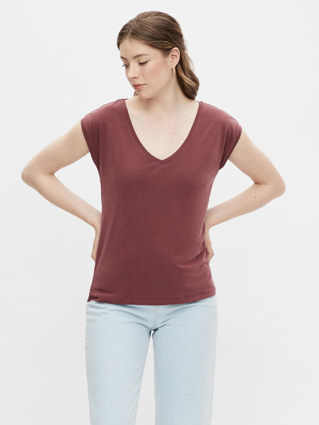 Pieces Burgunderfarbenes T-Shirt Pieces Kamala