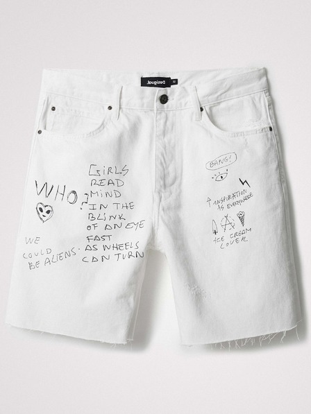 Desigual Weiße gemusterte Jeansshorts für Herren Desigual Ray