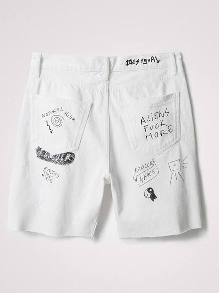 Desigual Weiße gemusterte Jeansshorts für Herren Desigual Ray