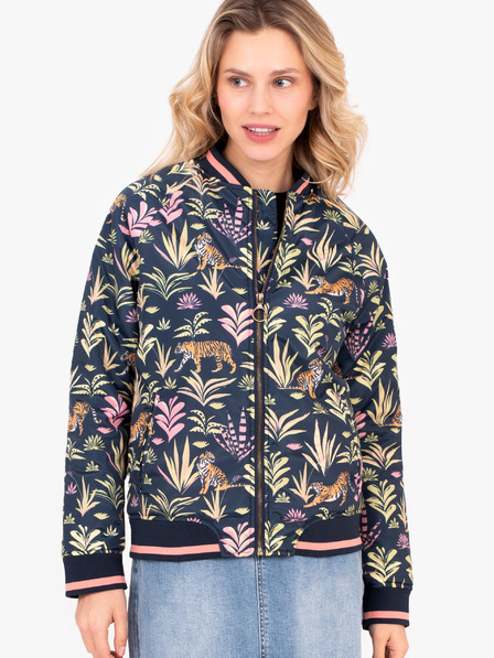 Brakeburn Dunkelblauer gemusterter Damen-Bomber Brakeburn