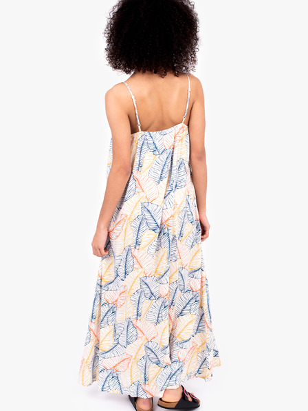 Brakeburn Weißes gemustertes langes Trägerkleid für Damen Brakeburn