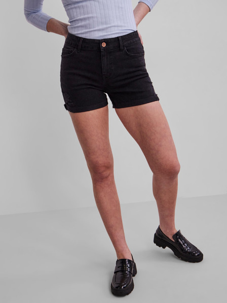 Pieces Schwarze Denim-Shorts mit Ripp-Effekt Pieces Lisa