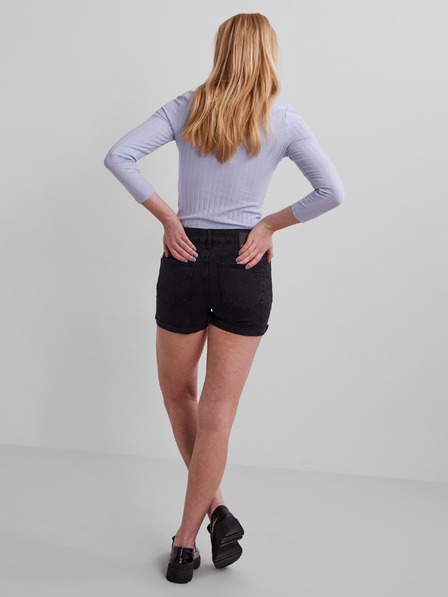 Pieces Schwarze Denim-Shorts mit Ripp-Effekt Pieces Lisa