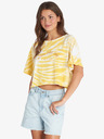 Roxy Weißes und gelbes Roxy Aloha gemustertes Kurzarmhemd für Damen