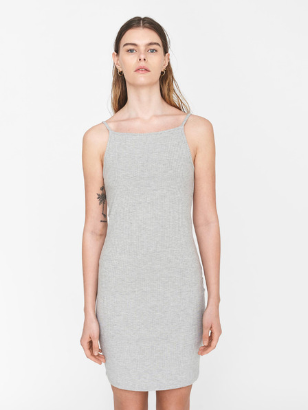 Noisy May Hellgraues Kleid mit gerippten Ärmeln Noisy May Edda