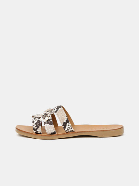 Pieces Braun gemusterte Lederslipper Pieces Anilla