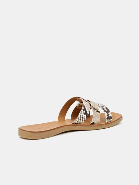Pieces Braun gemusterte Lederslipper Pieces Anilla
