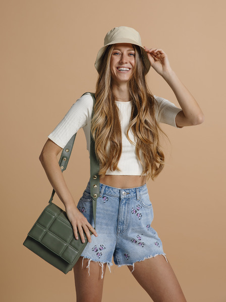 Pieces Hellblaue Denim-Shorts mit Stickerei Pieces Tulla