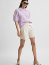 Selected Femme Cremefarbene Leinen-Shorts mit hohem Bund Selected Femme Cecilie