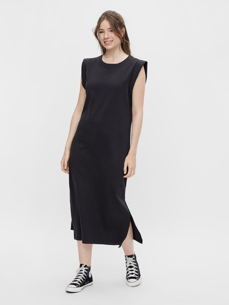 Pieces Pieces Temmo Schwarzes Maxikleid mit Schlitz