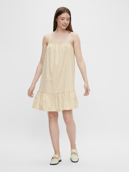 Pieces Weiß-beige gestreiftes Kleid Pieces Palli