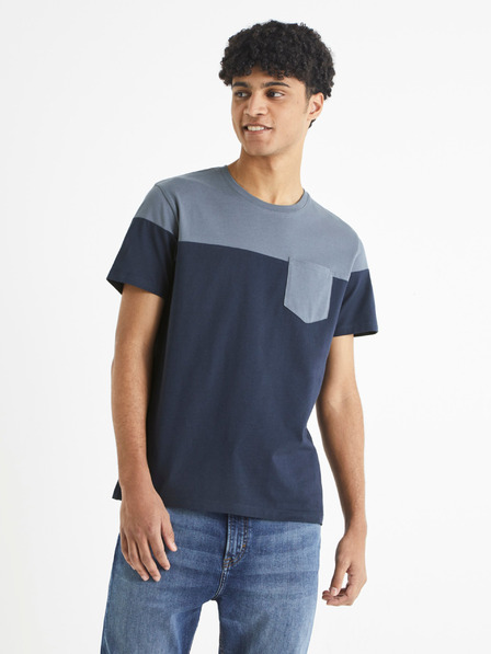 Celio Blaues Herren-T-Shirt mit Tasche Celio Becolored