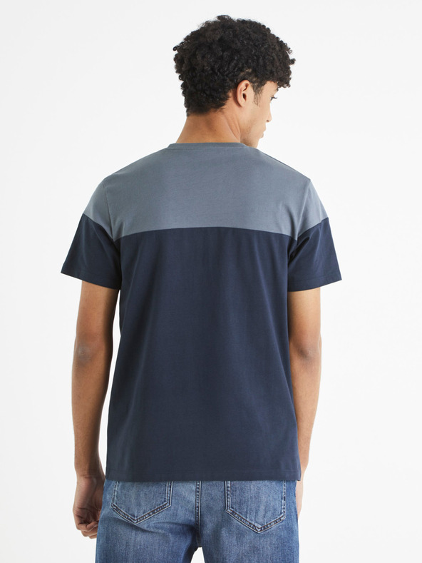 Celio Blaues Herren-T-Shirt mit Tasche Celio Becolored