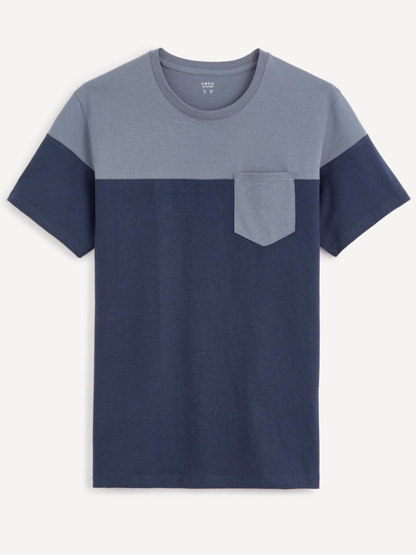 Celio Blaues Herren-T-Shirt mit Tasche Celio Becolored