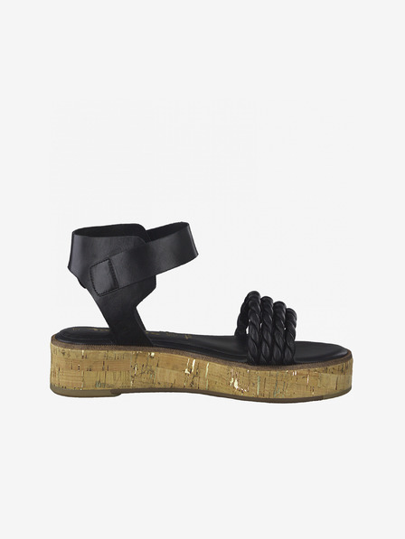 Tamaris Schwarze Leder Plateausandalen Tamaris