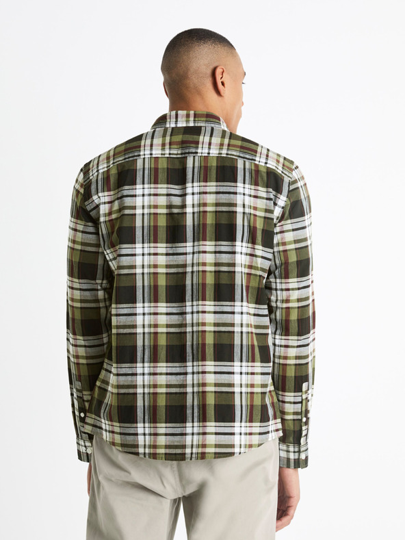 Celio Weiß-schwarz kariertes Herrenhemd Celio Bapop