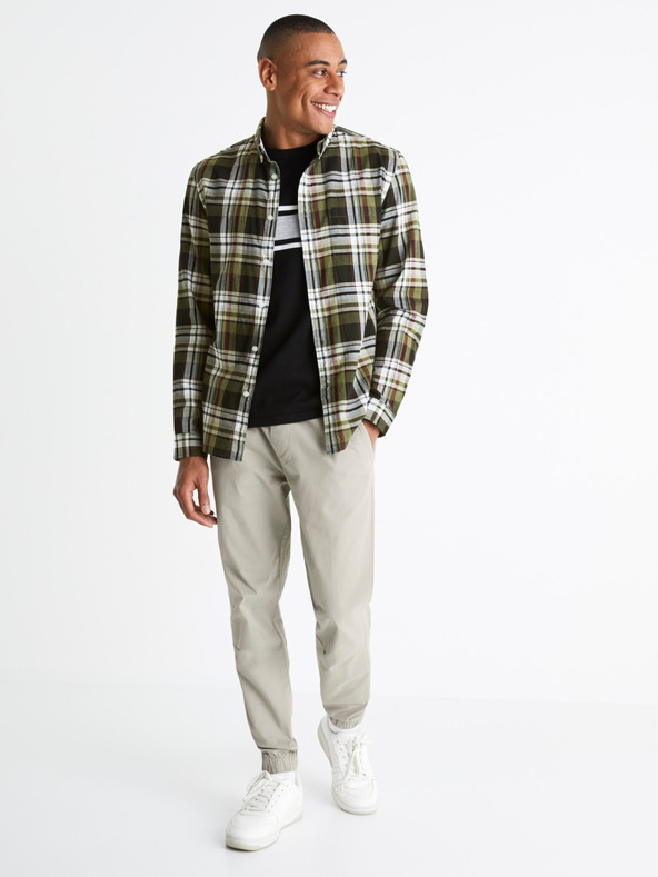 Celio Weiß-schwarz kariertes Herrenhemd Celio Bapop