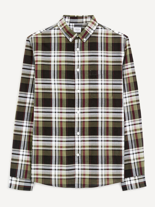 Celio Weiß-schwarz kariertes Herrenhemd Celio Bapop