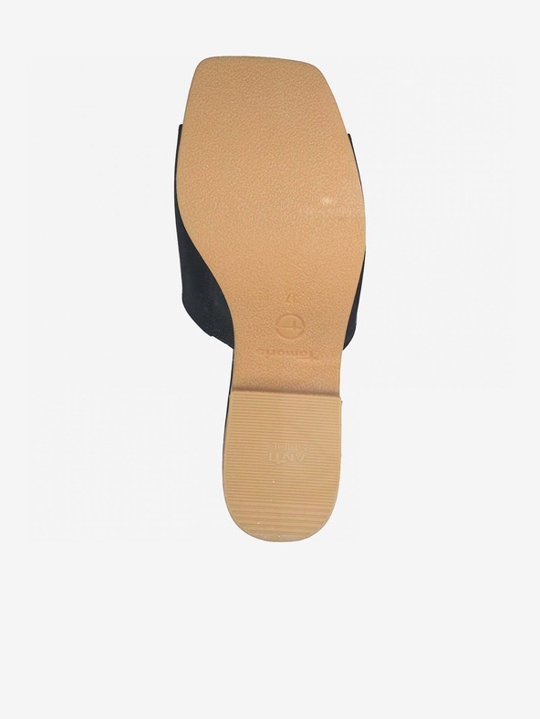 Tamaris Schwarze Pantoffeln mit Absatz aus Leder Tamaris