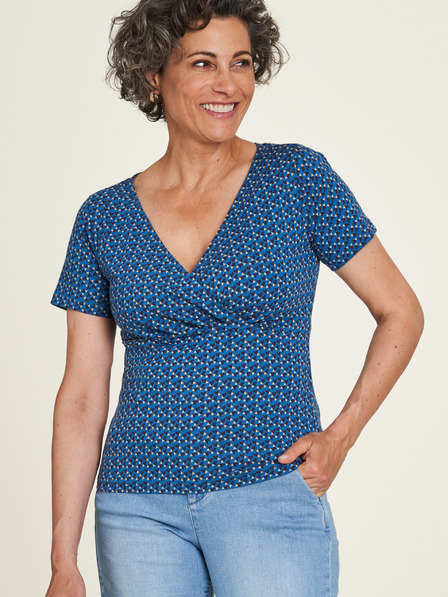 Tranquillo Dunkelblaues gemustertes Tranquillo-T-Shirt für Frauen