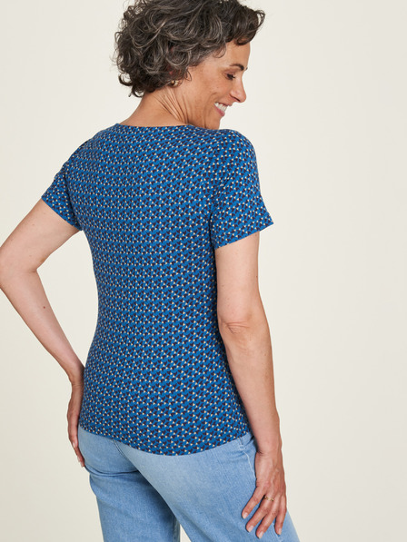 Tranquillo Dunkelblaues gemustertes Tranquillo-T-Shirt für Frauen