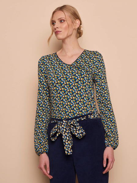 Tranquillo Dunkelblau Gemusterte Bluse Tranquillo