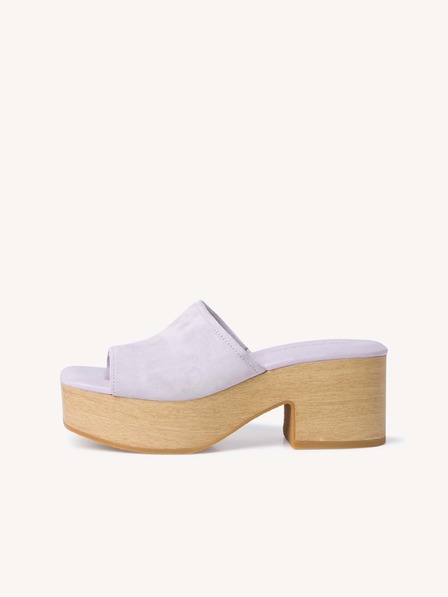 Tamaris Hellviolette Pantoffeln mit Absatz aus Wildleder Tamaris