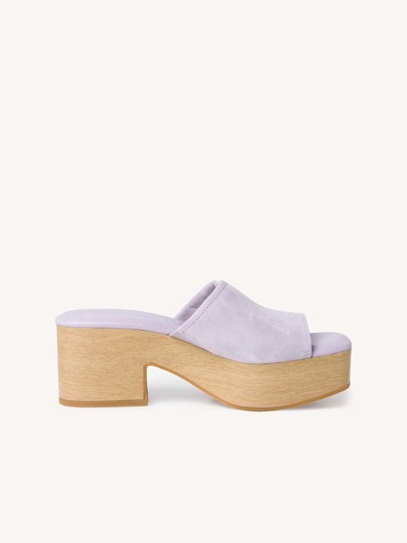 Tamaris Hellviolette Pantoffeln mit Absatz aus Wildleder Tamaris