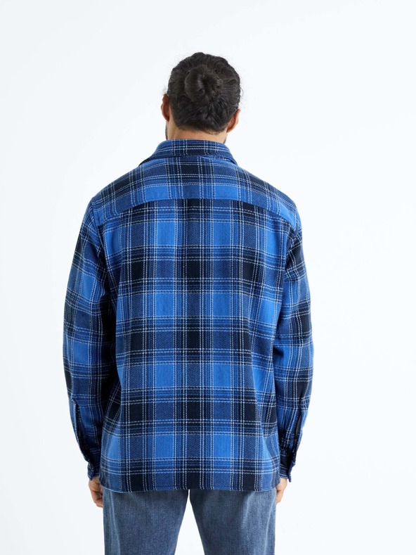 Celio Blau kariertes Herrenhemd Celio Bazur