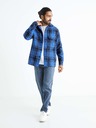 Celio Blau kariertes Herrenhemd Celio Bazur