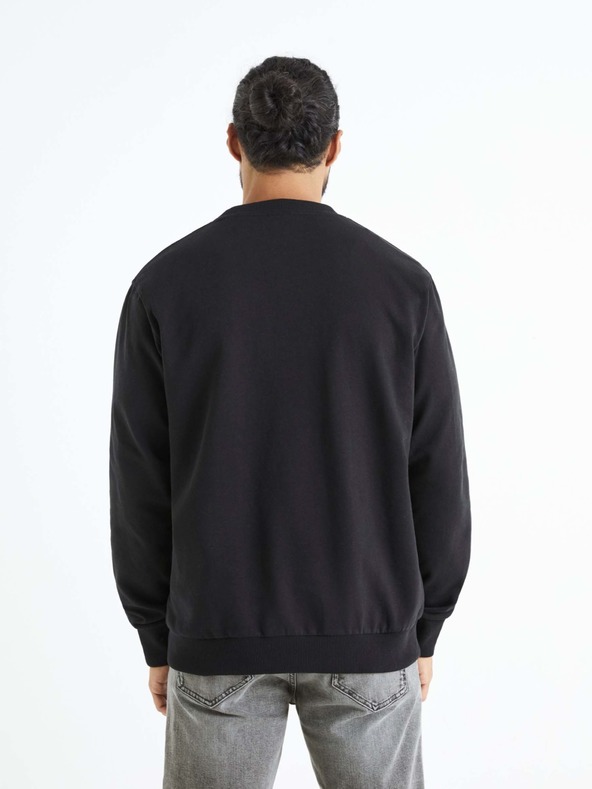 Celio Schwarzes bedrucktes Herren-Sweatshirt Celio Beprice