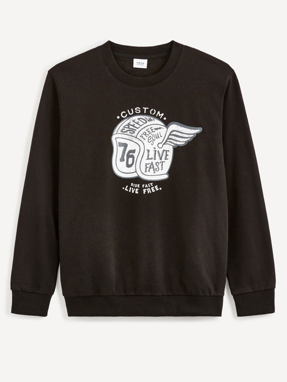 Celio Schwarzes bedrucktes Herren-Sweatshirt Celio Beprice