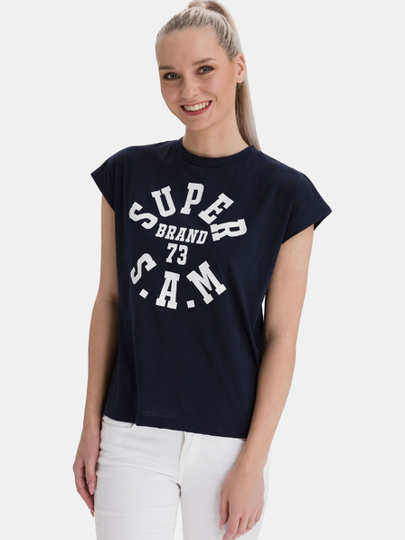Sam 73 Dunkelblaues bedrucktes T-Shirt für Frauen SAM 73
