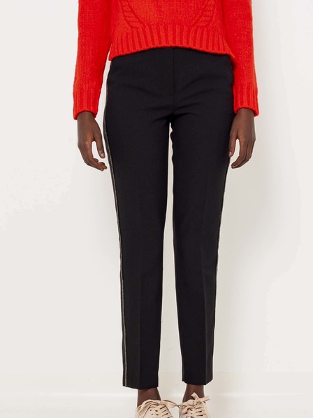 CAMAIEU Schwarze, gerade geschnittene Hose mit Lampas CAMAIEU