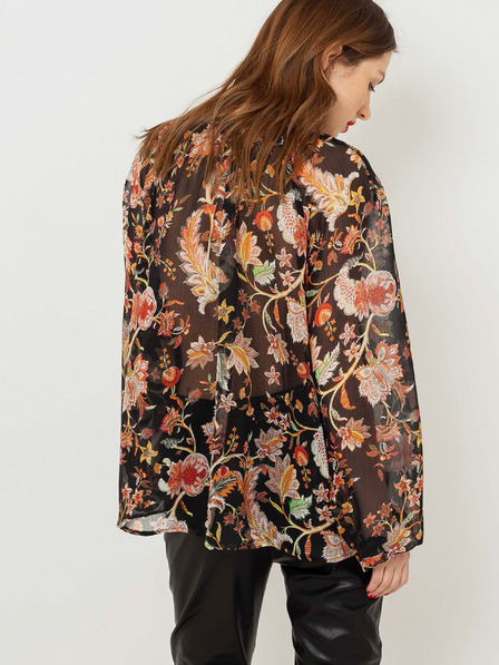 CAMAIEU Schwarze lockere Bluse mit Blumenmuster CAMAIEU