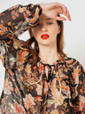 CAMAIEU Schwarze lockere Bluse mit Blumenmuster CAMAIEU