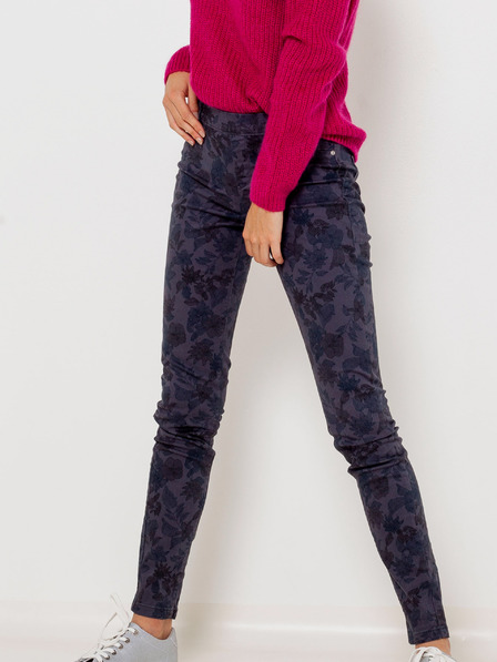 CAMAIEU Dunkelblaue gemusterte Slim Fit Hose CAMAIEU
