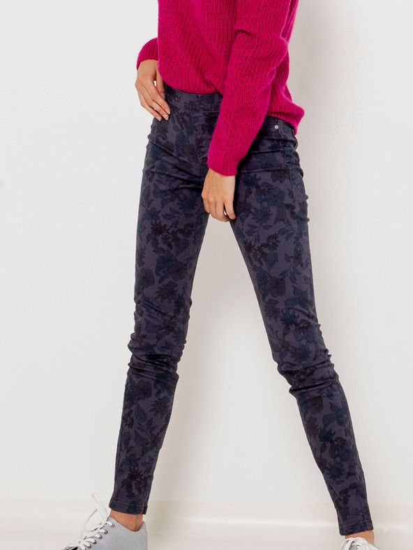 CAMAIEU Dunkelblaue gemusterte Slim Fit Hose CAMAIEU