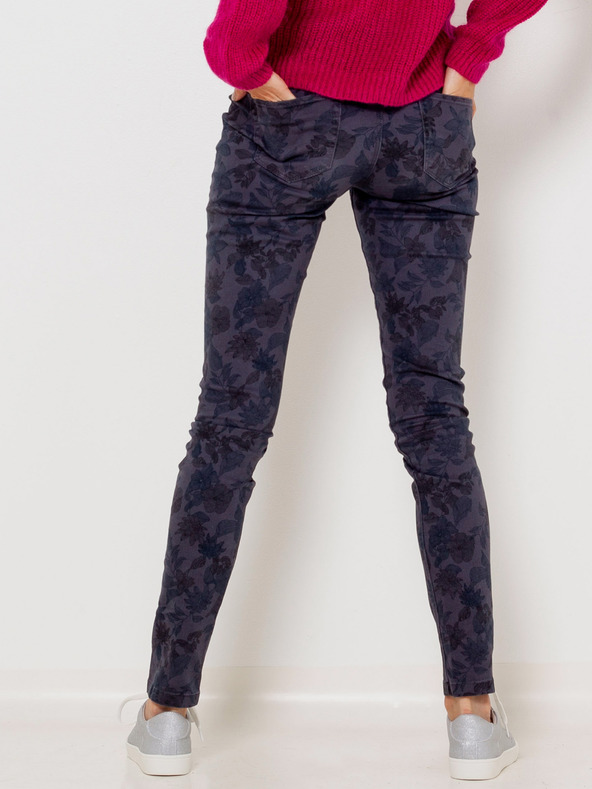 CAMAIEU Dunkelblaue gemusterte Slim Fit Hose CAMAIEU
