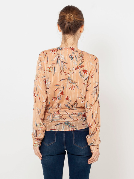 CAMAIEU Apricotfarbene geblümte Wickelbluse CAMAIEU