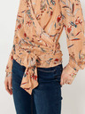 CAMAIEU Apricotfarbene geblümte Wickelbluse CAMAIEU