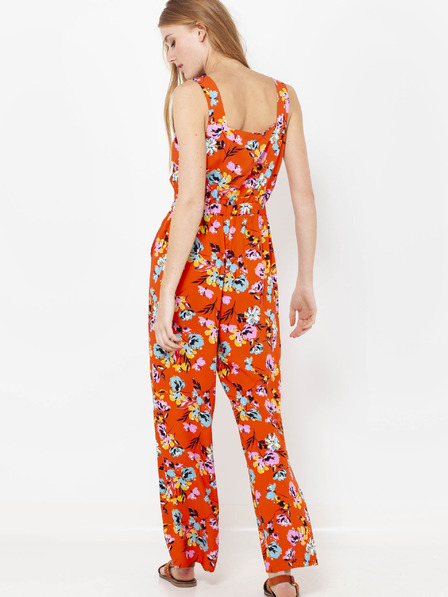CAMAIEU Orangefarbener geblümter Jumpsuit CAMAIEU