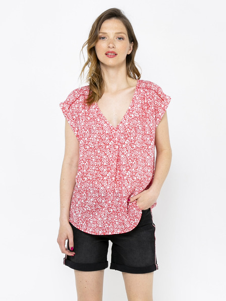 CAMAIEU Rot gemusterte Bluse CAMAIEU