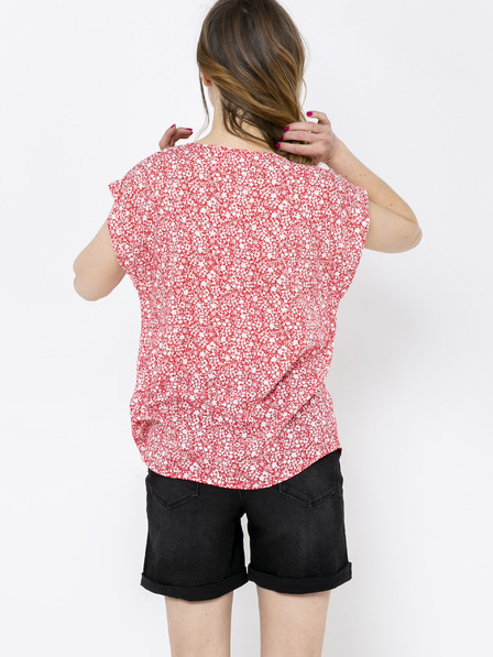 CAMAIEU Rot gemusterte Bluse CAMAIEU