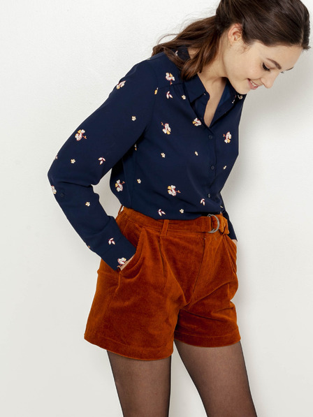 CAMAIEU Kurze Hose aus braunem Samt CAMAIEU