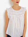 CAMAIEU Weiß gestreifte Bluse mit Rüschen CAMAIEU