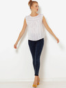 CAMAIEU Weiß gestreifte Bluse mit Rüschen CAMAIEU