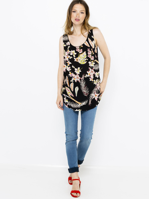 CAMAIEU Schwarzes geblümtes Oberteil CAMAIEU