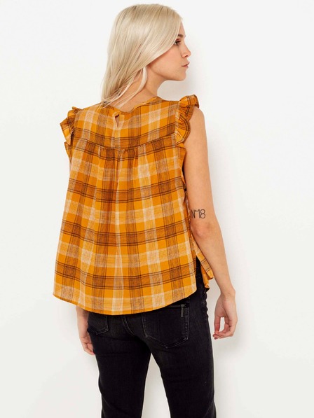 CAMAIEU Orange karierte Bluse CAMAIEU